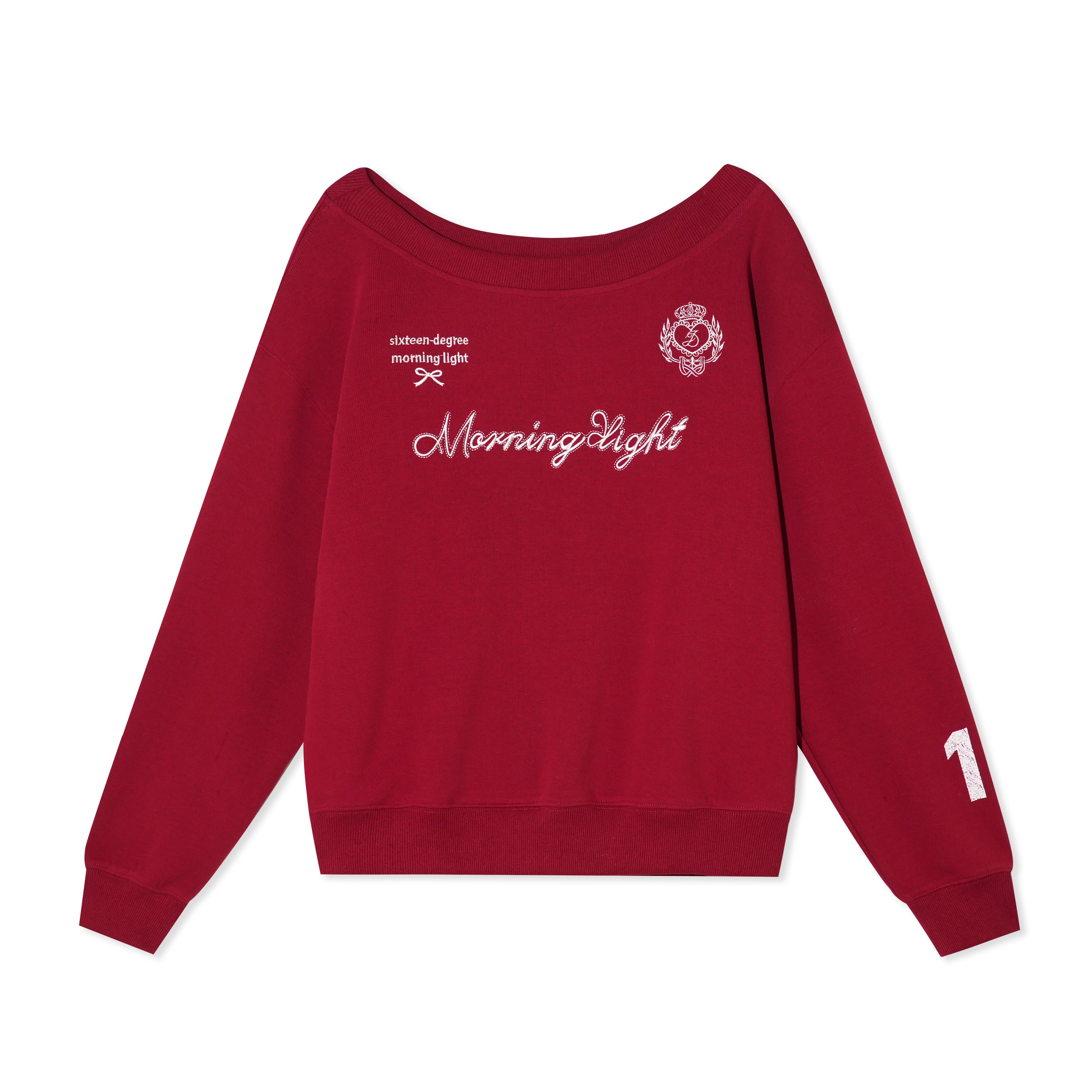 16DEWS 16D25430 Embroidered letter sloping shoulder hoodie