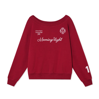 16DEWS 16D25430 Embroidered letter sloping shoulder hoodie