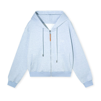 16DEWS 16D25438 Thickened striped hooded sweater jacket