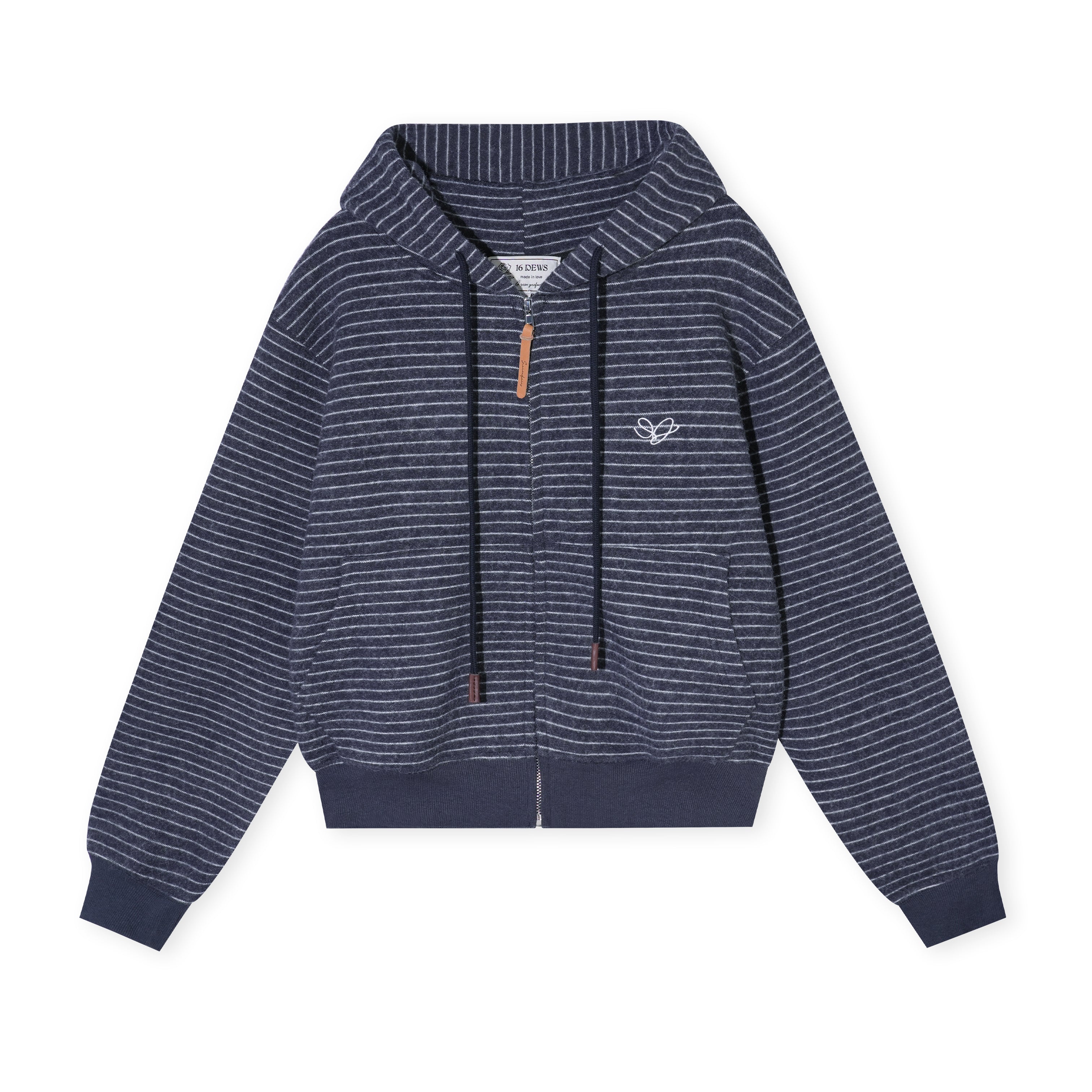 16DEWS 16D25438 Thickened striped hooded sweater jacket