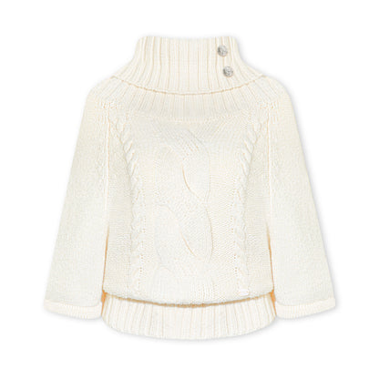 16DEWS 16D25443&amp;16D25444 Texture knitted cape pullover sweater + skirt set