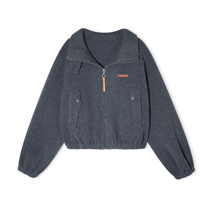 16DEWS 16D25445 Solid Color Australian Wool Double-Sided Jacket