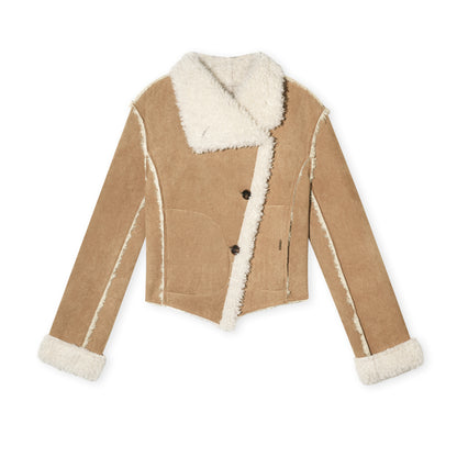 16DEWS 16D25447 Faux Fur Lambskin Collar Jacket