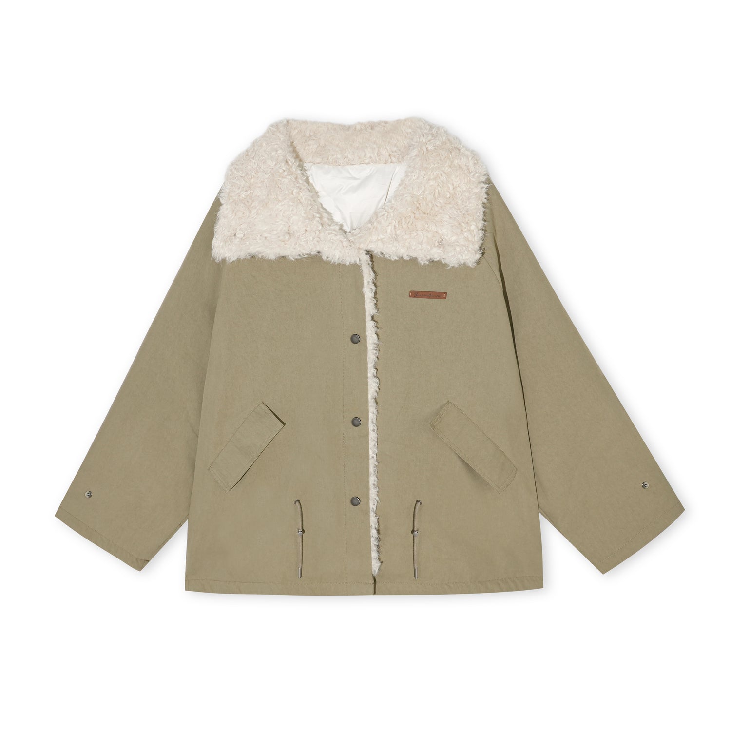 16DEWS 16D25453 Drawstring design lamb wool collar down jacket