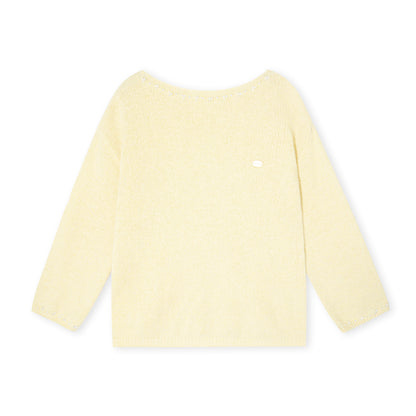 16DEWS 16D25461 Nine inch sleeve rabbit hair cotton wool blended knitted top