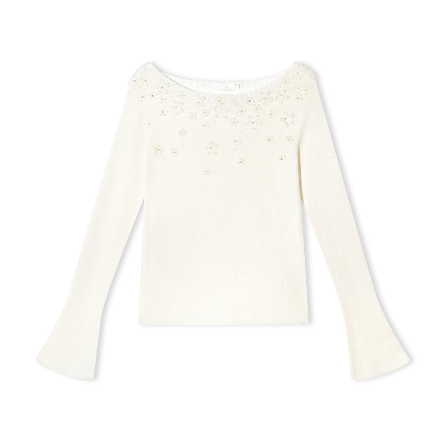 16DEWS 16D25469 Nail bead off shoulder slim knit sweater