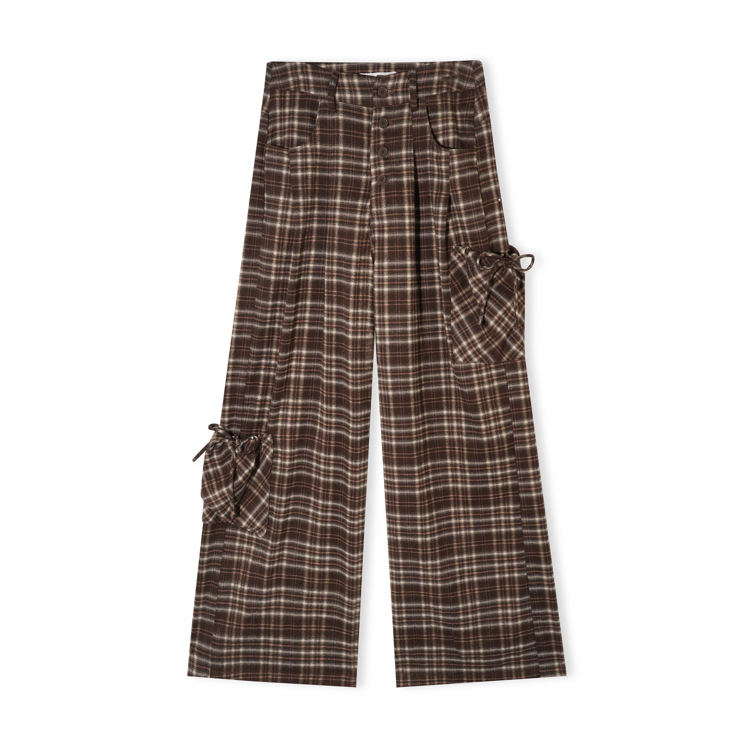16DEWS 16D25492 Retro plaid pocket straight leg pants
