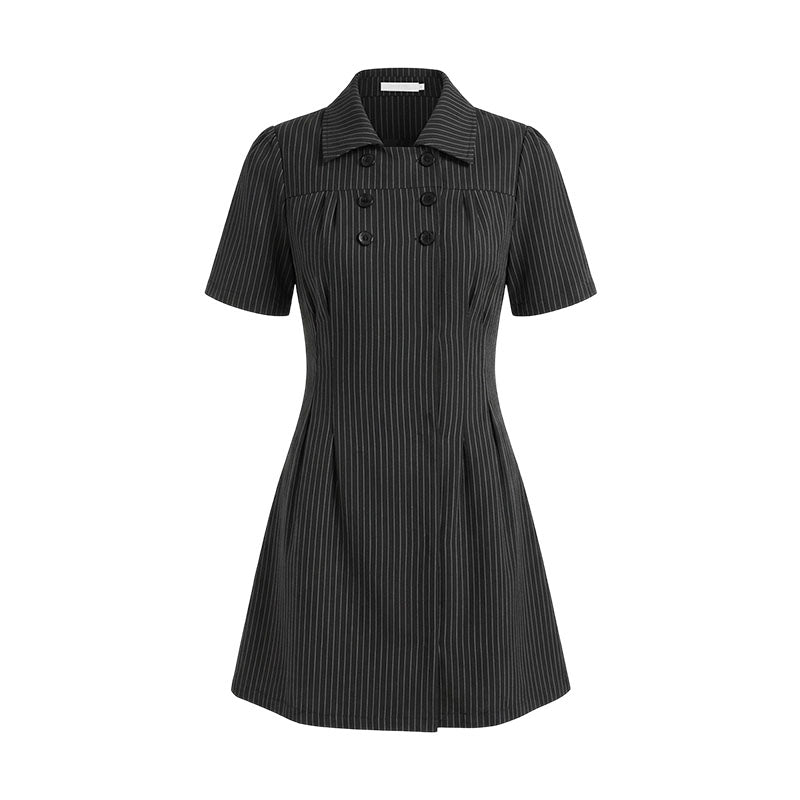 16DEWS 16D26092 Striped waist cinched shirt dress