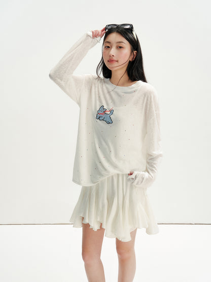 16DEWS 16D26216  Rhinestone Oversized Long-Sleeve Cover-up