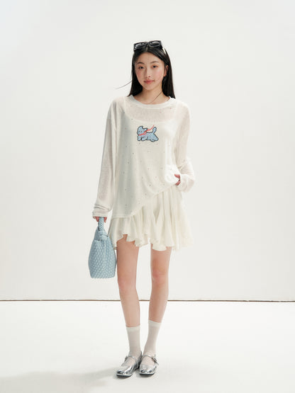 16DEWS 16D26216  Rhinestone Oversized Long-Sleeve Cover-up