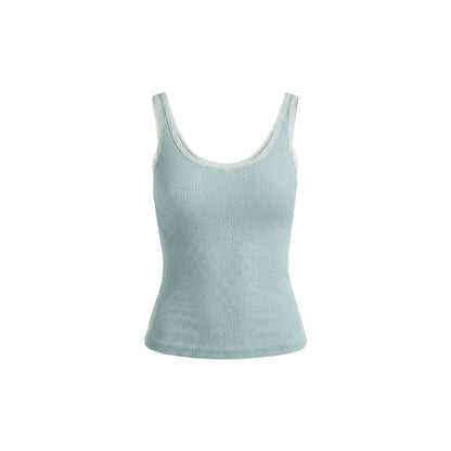 16DEWS 16D26217 Lace Trim Minimalist Slim Tank Top