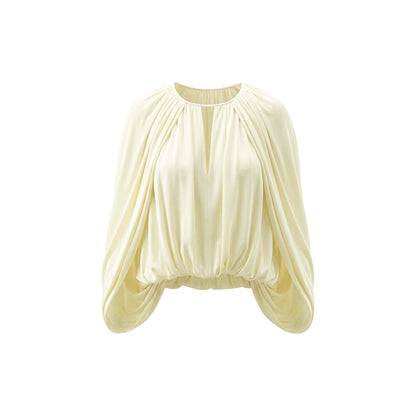 16DEWS 16D26256&amp;16D26257 Cape-Style V-Neck Top+Tulle Spliced Pleated A-Line Skirt