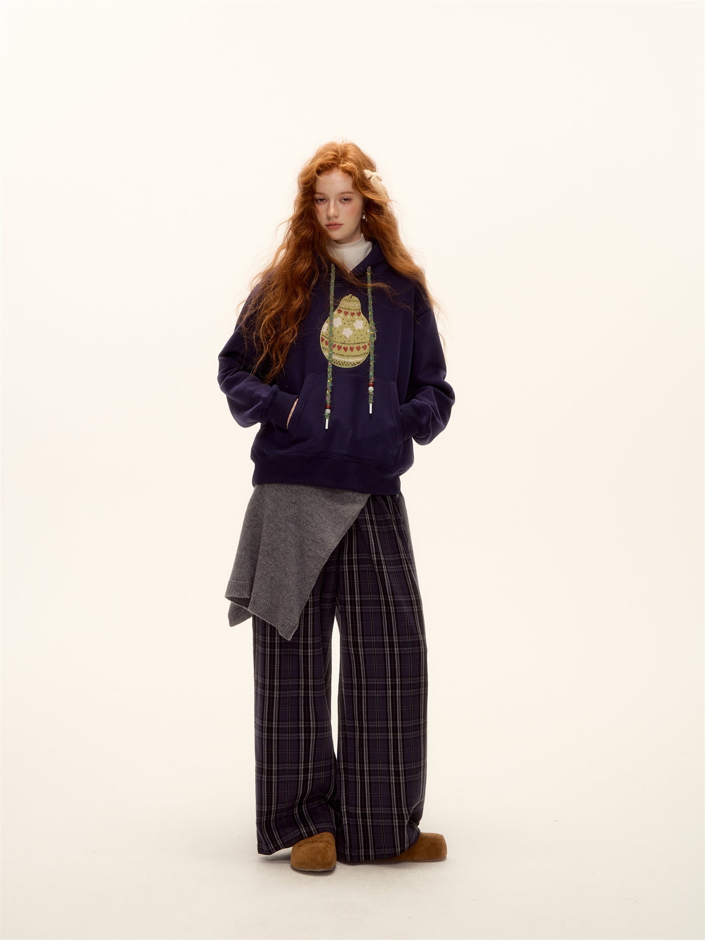 AsGony ASG25474 Woolen Fel Island Knitted Pear Hoodie