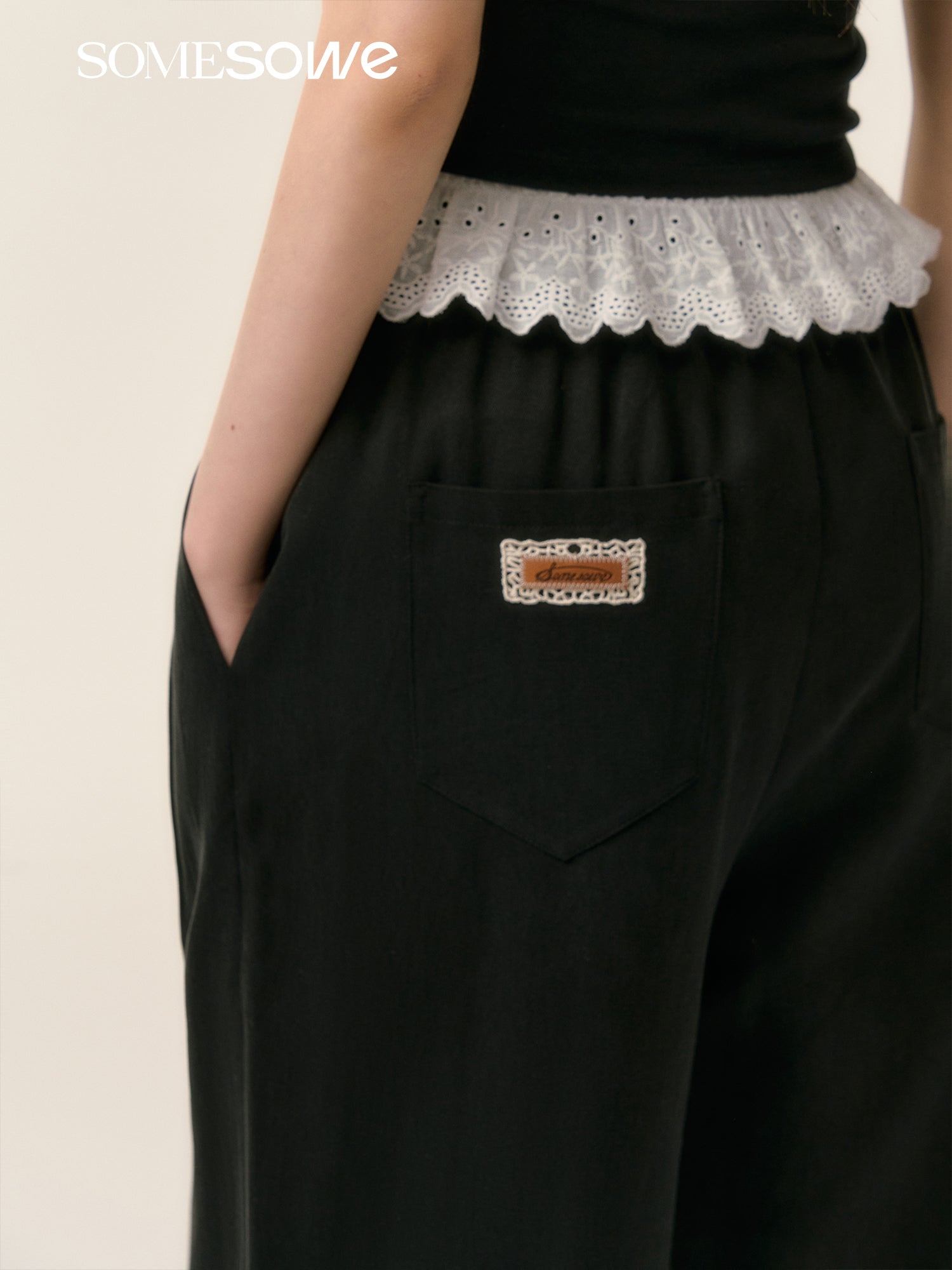 SOMESOWE [Star Style] S2508027 Lace patchwork casual pants