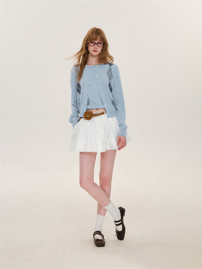 Asgony ASG26616 &amp; ASG26617 Wool Argyle Color-Block Knit Top Set