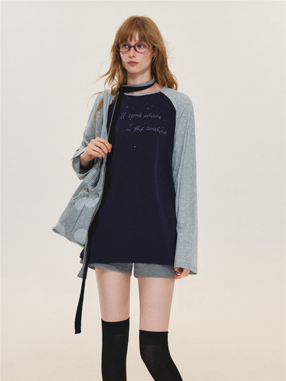 Asgony ASG26566 Polka Dot Oversized T-Shirt
