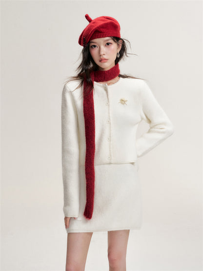 16DEWS 16D25454&amp;16D25455 Soft and sticky short knitted cardigan + shorts set