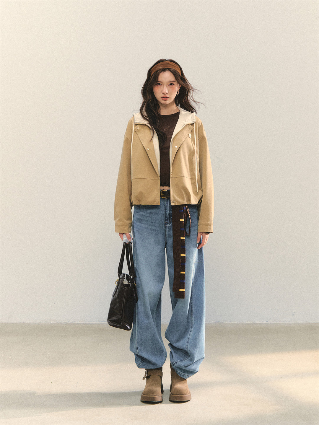 AsGony ASG25331 Fake two piece cocoon shaped jackets