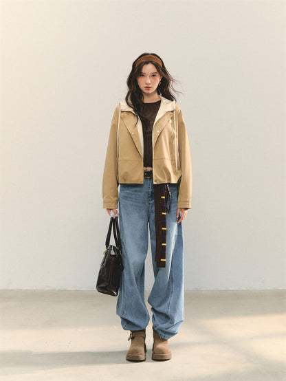 AsGony ASG25331 Fake two piece cocoon shaped jackets