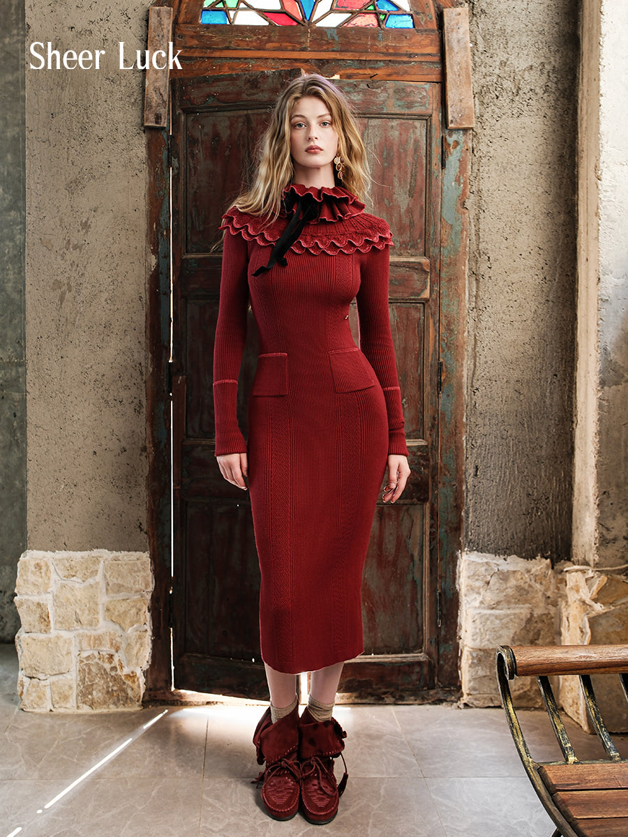 SHEERLUCK SLLYQ25505 Vintage Knitted Dress