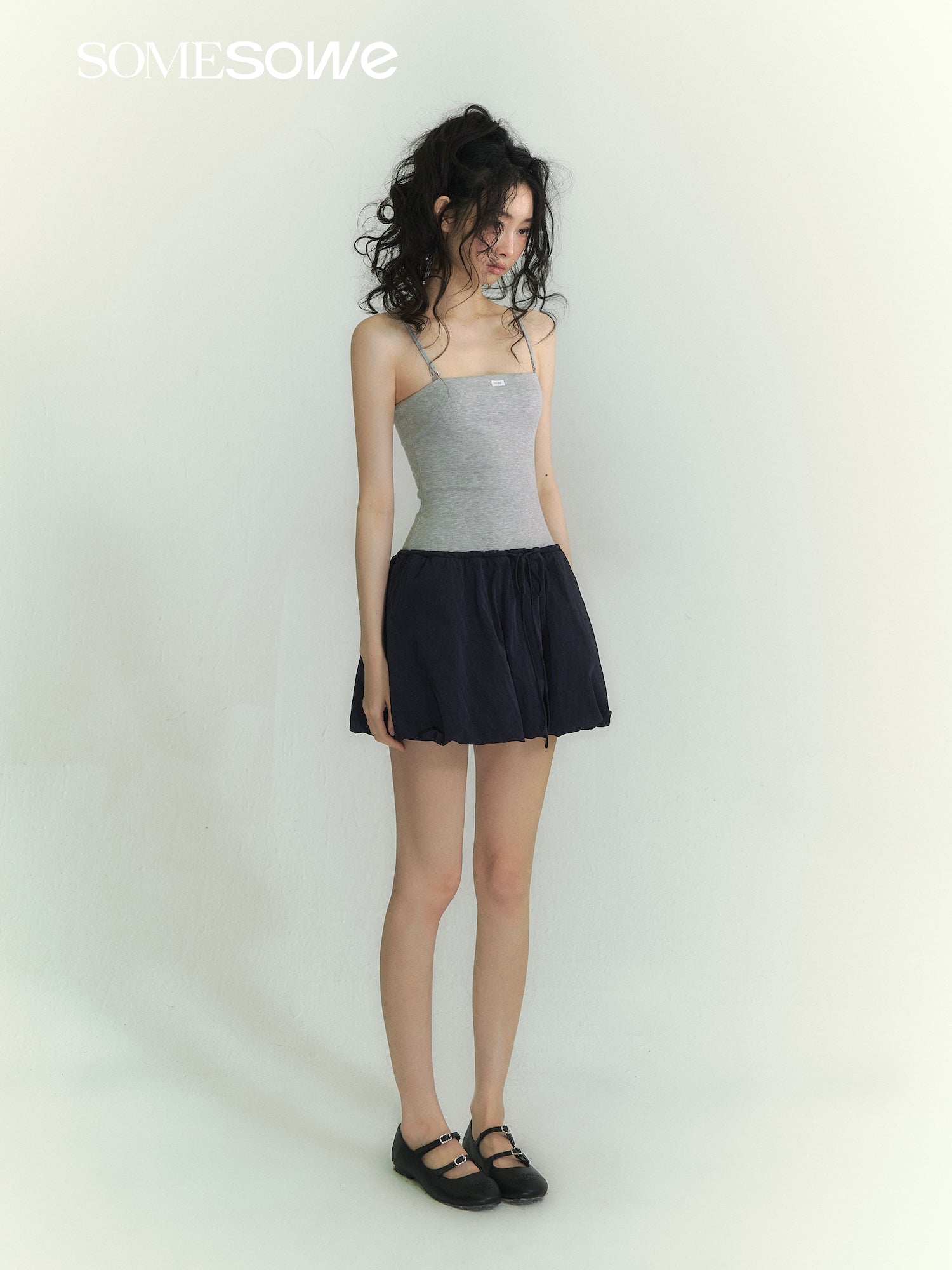 SOMESOWE S2609061&amp;S2609062 Splicing stand up collar casual jacket + floral camisole dress