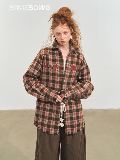 SOMESOWE S2508205 Fun fringe plaid shirt