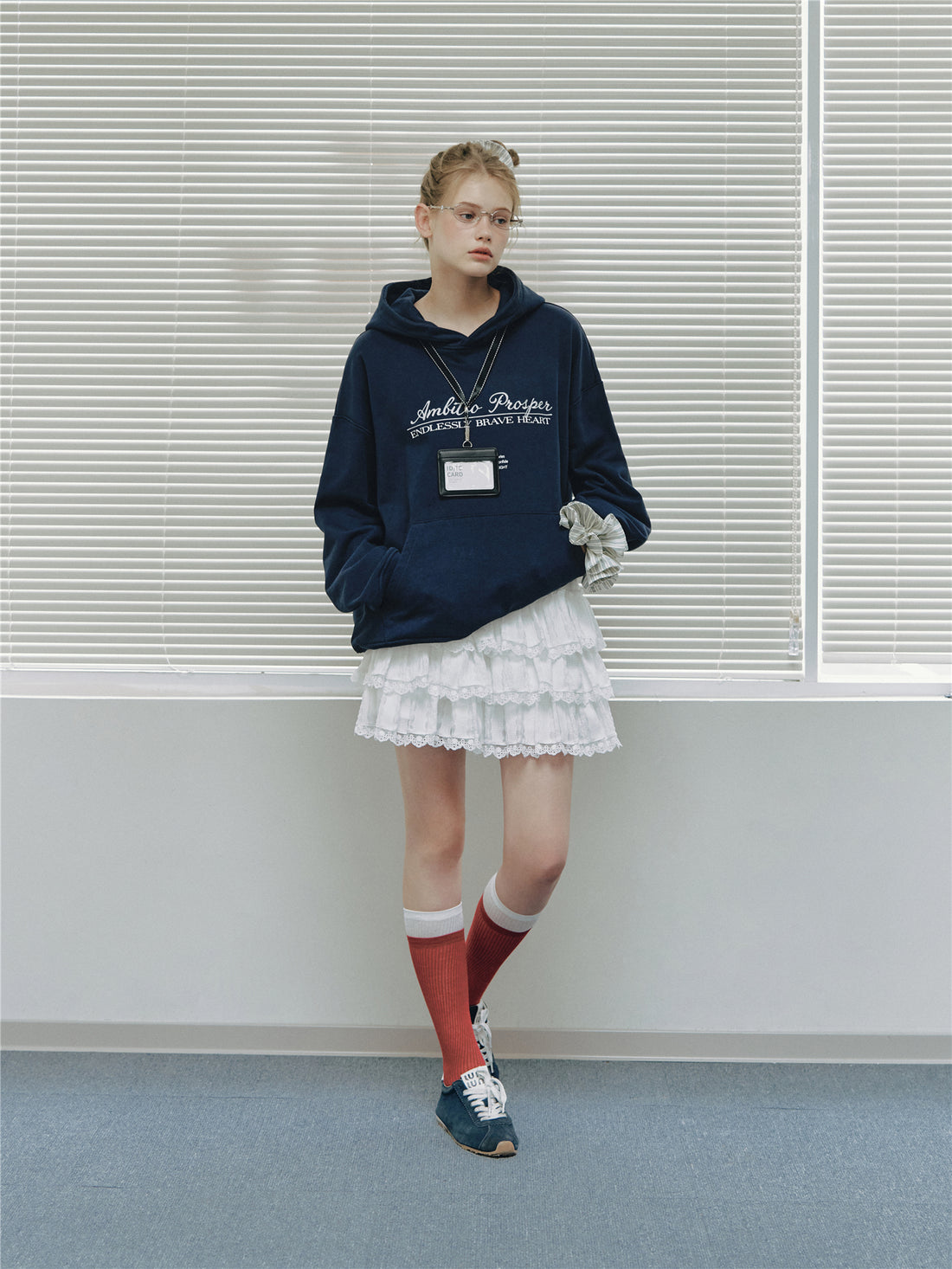 Asgony ASG26537 Cotton Hooded Embroidered Pullover Sweatshirt