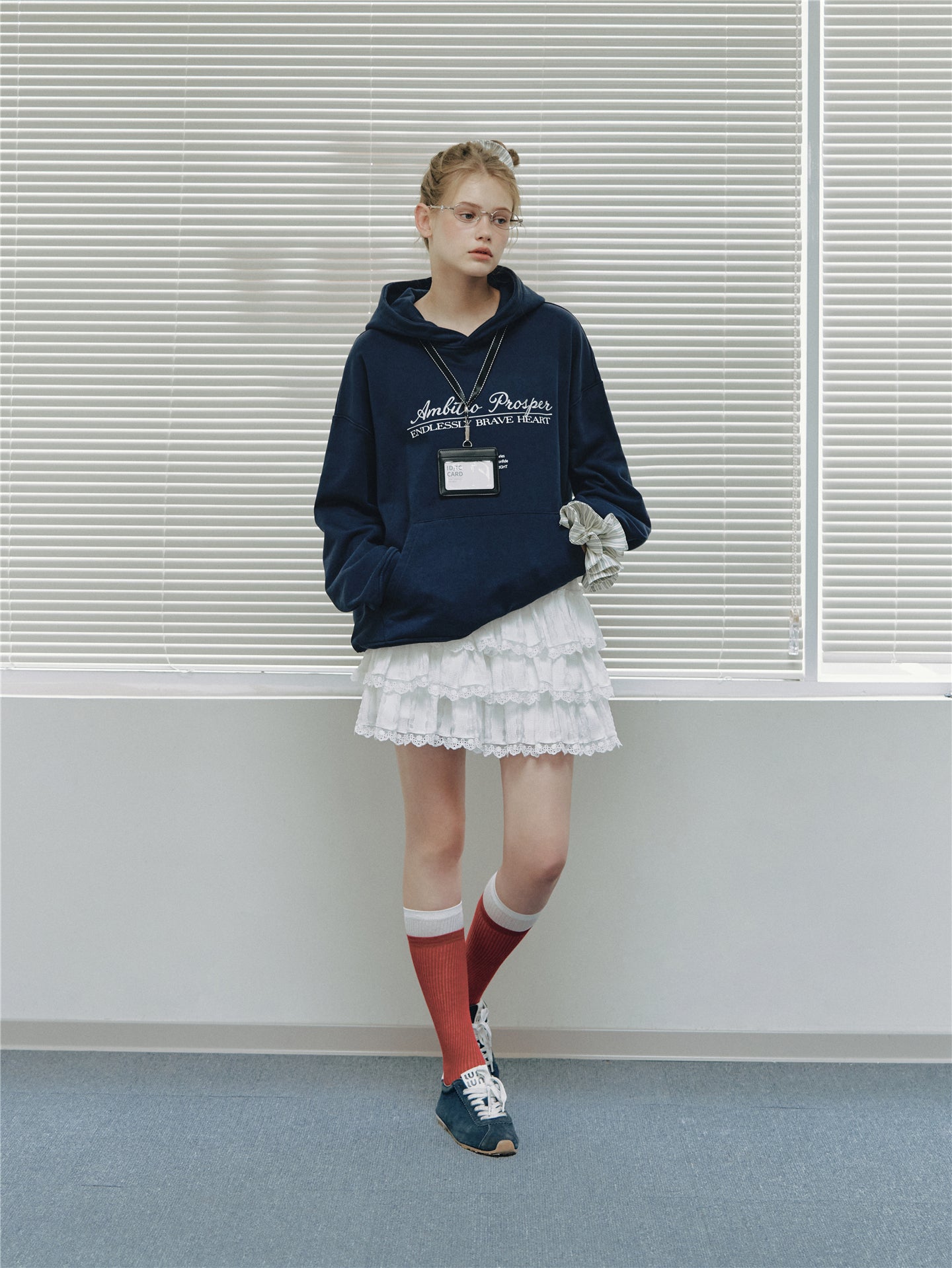 Asgony ASG26537 Cotton Hooded Embroidered Pullover Sweatshirt