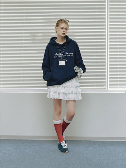 Asgony ASG26537 Cotton Hooded Embroidered Pullover Sweatshirt
