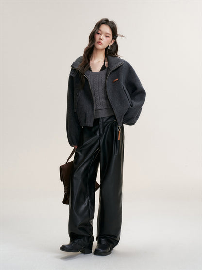 16DEWS 16D25445 Solid Color Australian Wool Double-Sided Jacket