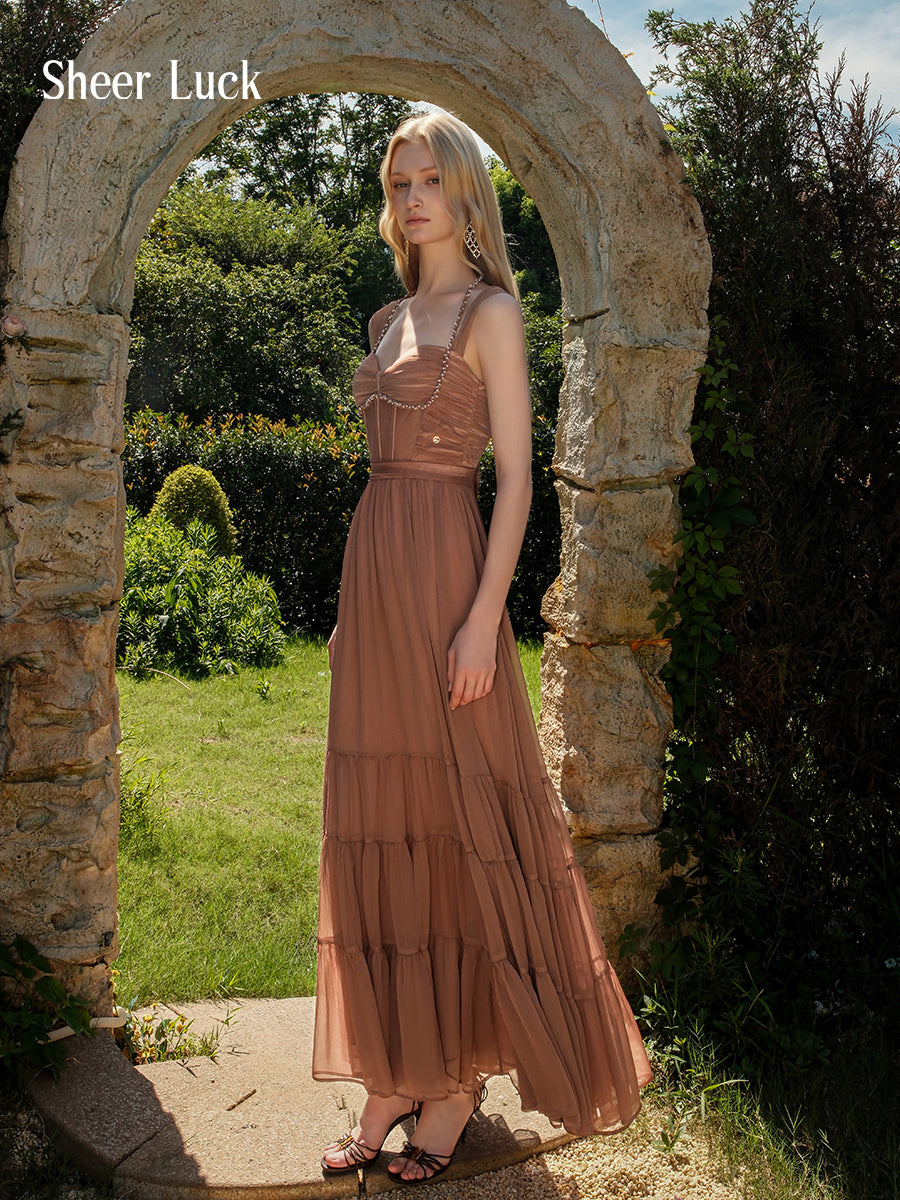 SHEERLUCK SLLYQ25304 Knitted bead pleated dress