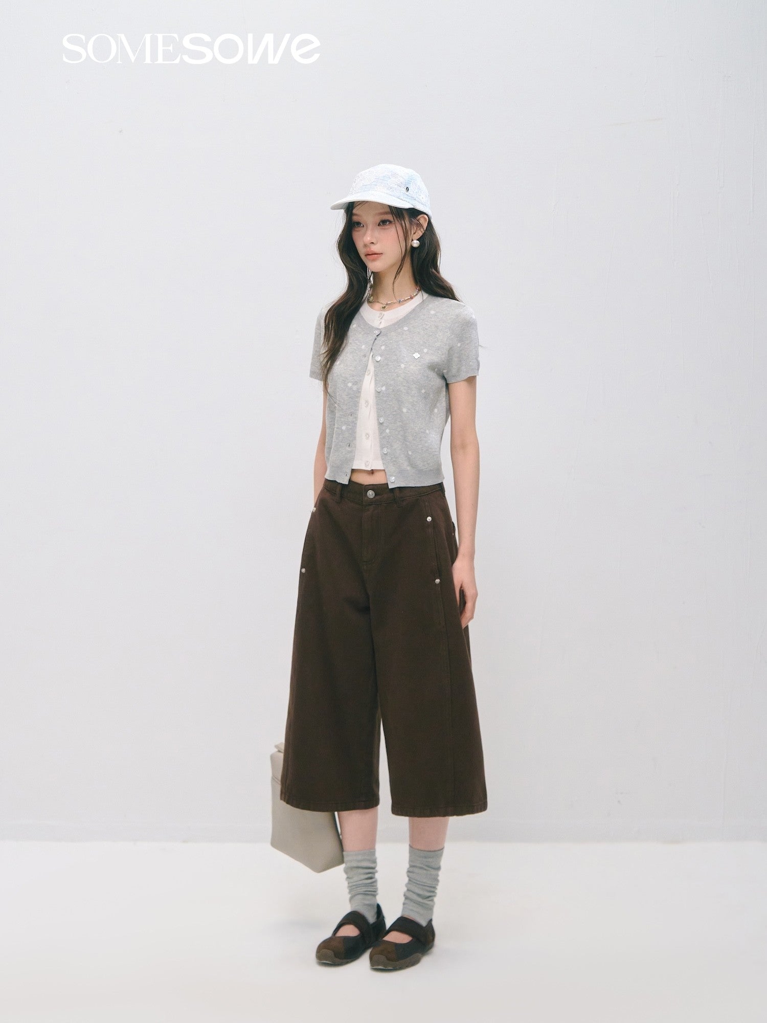 SOMESOWE S2509032 Straight leg wide leg mid length pants