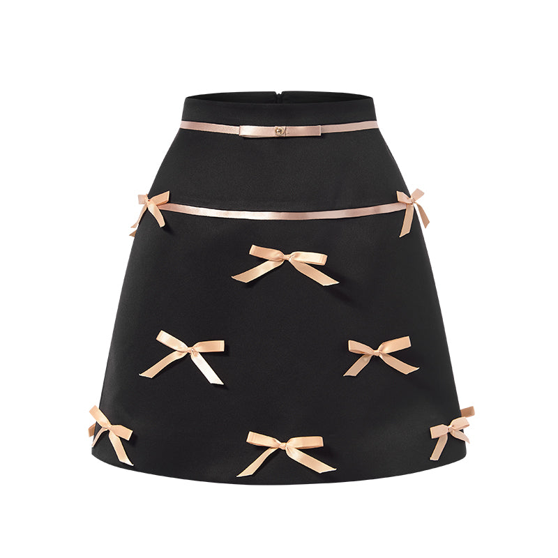 SHEERLUCK SLTZ25203 Off-shoulder top + bow skirt set (2color)
