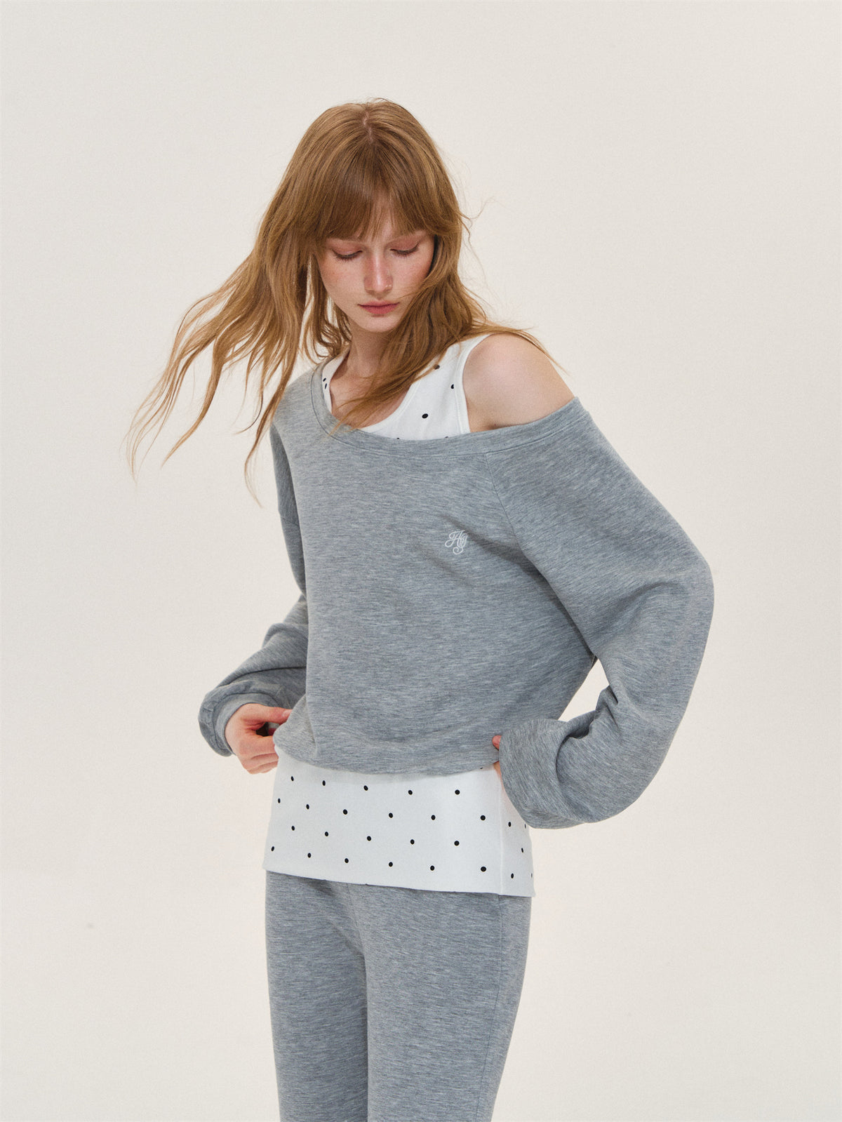Asgony ASG26575&amp;ASG26576 Polka-Dot Casual Set