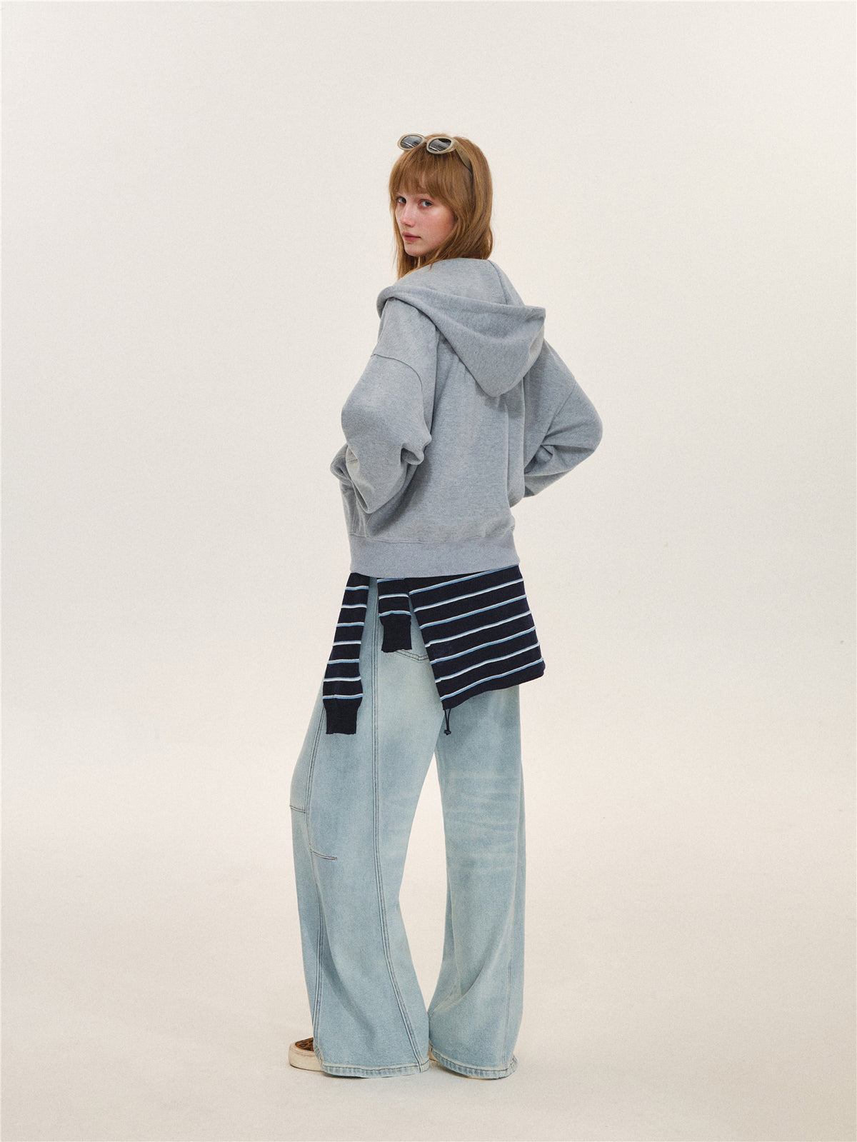 Asgony ASG26632 &amp; ASG26633 Hoodie Jacket &amp; Faux Layered Low-Rise Sweatpants