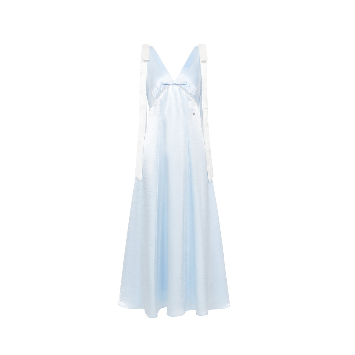 SHEERLUCK SLLYQ26104 Satin French Style V-neck Camisole Dress