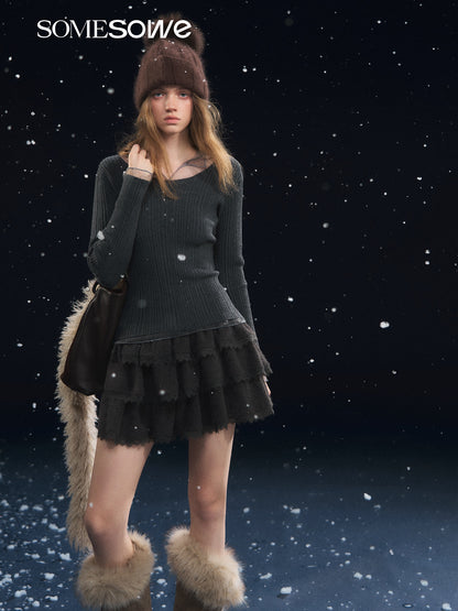 SOMESOWE S2508307 Lace patchwork fluffy cake skirt