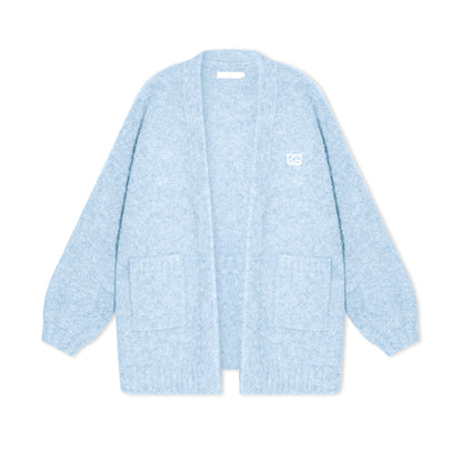 16DEWS 16D25412 Fluffy fur long sleeved V-neck knitted cardigan