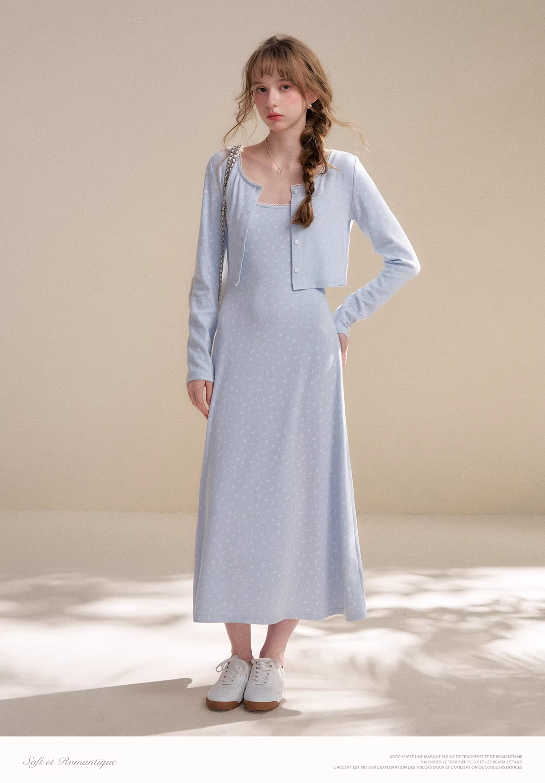 Kroche KZY2069&amp;KZY2070 Lace patchwork knit sweater + dress