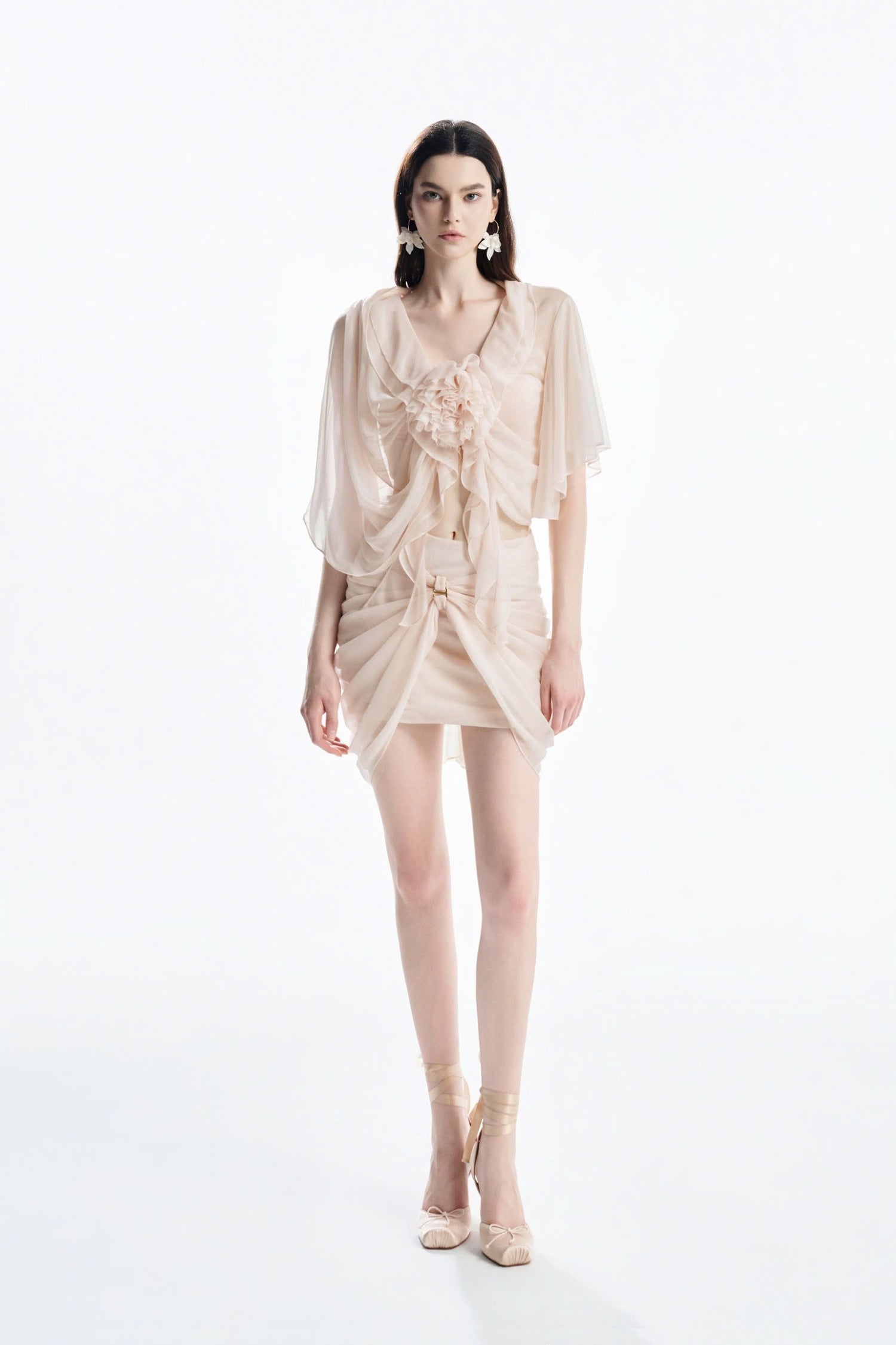 MUST HAVE Custard Reversible Top &amp; Wrap Mini Skirt