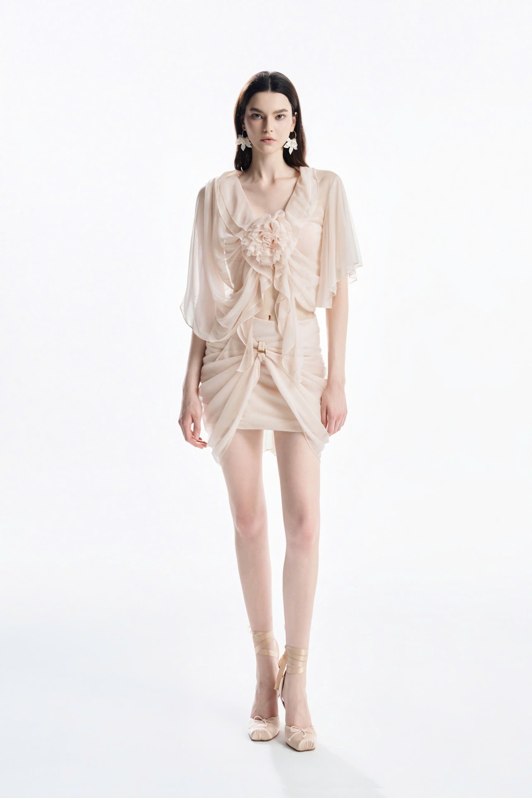 MUST HAVE Custard Reversible Top &amp; Wrap Mini Skirt