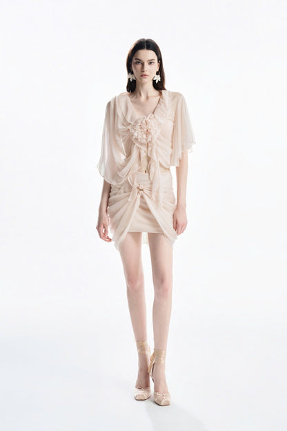 MUST HAVE Custard Reversible Top &amp; Wrap Mini Skirt