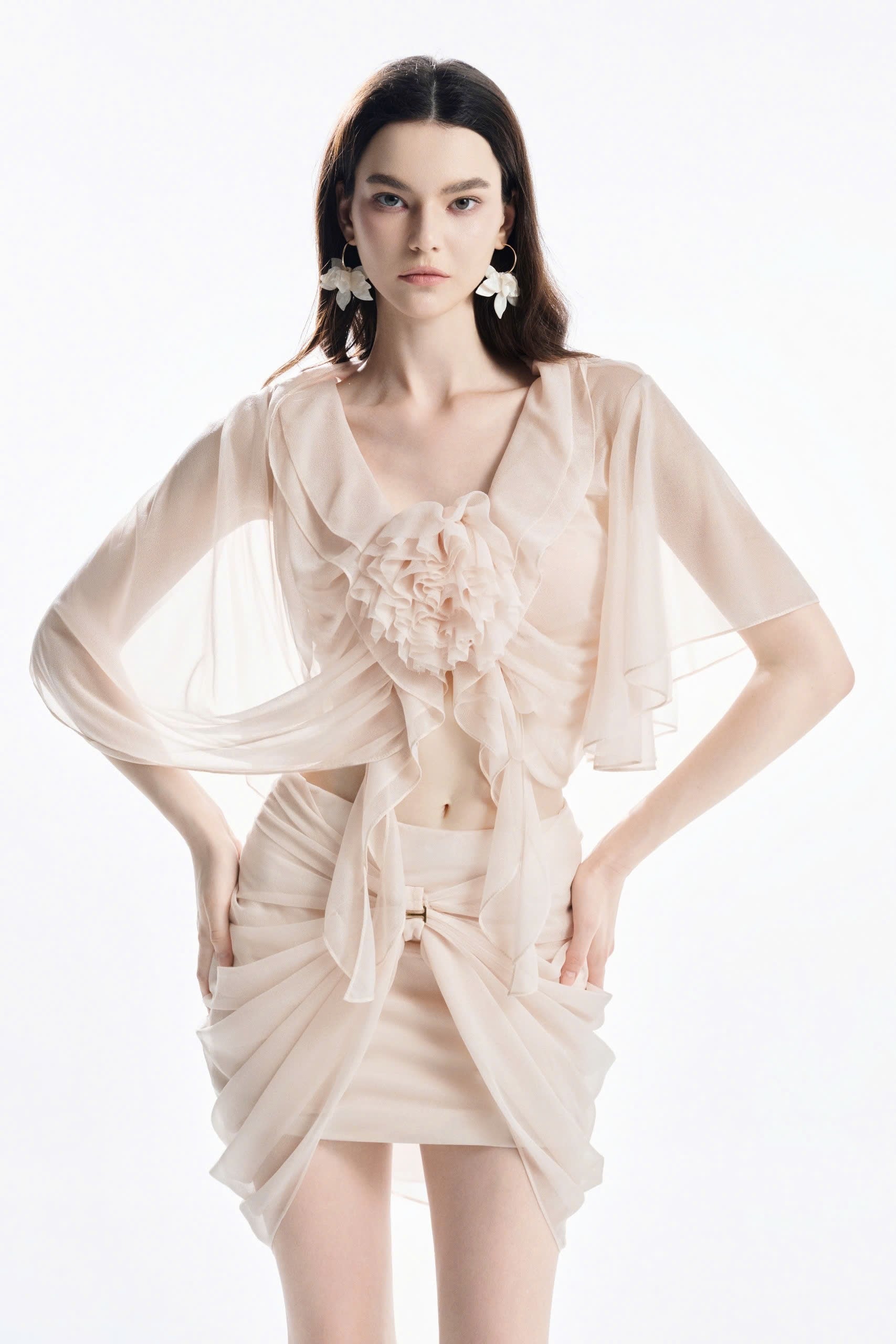 MUST HAVE Custard Reversible Top &amp; Wrap Mini Skirt