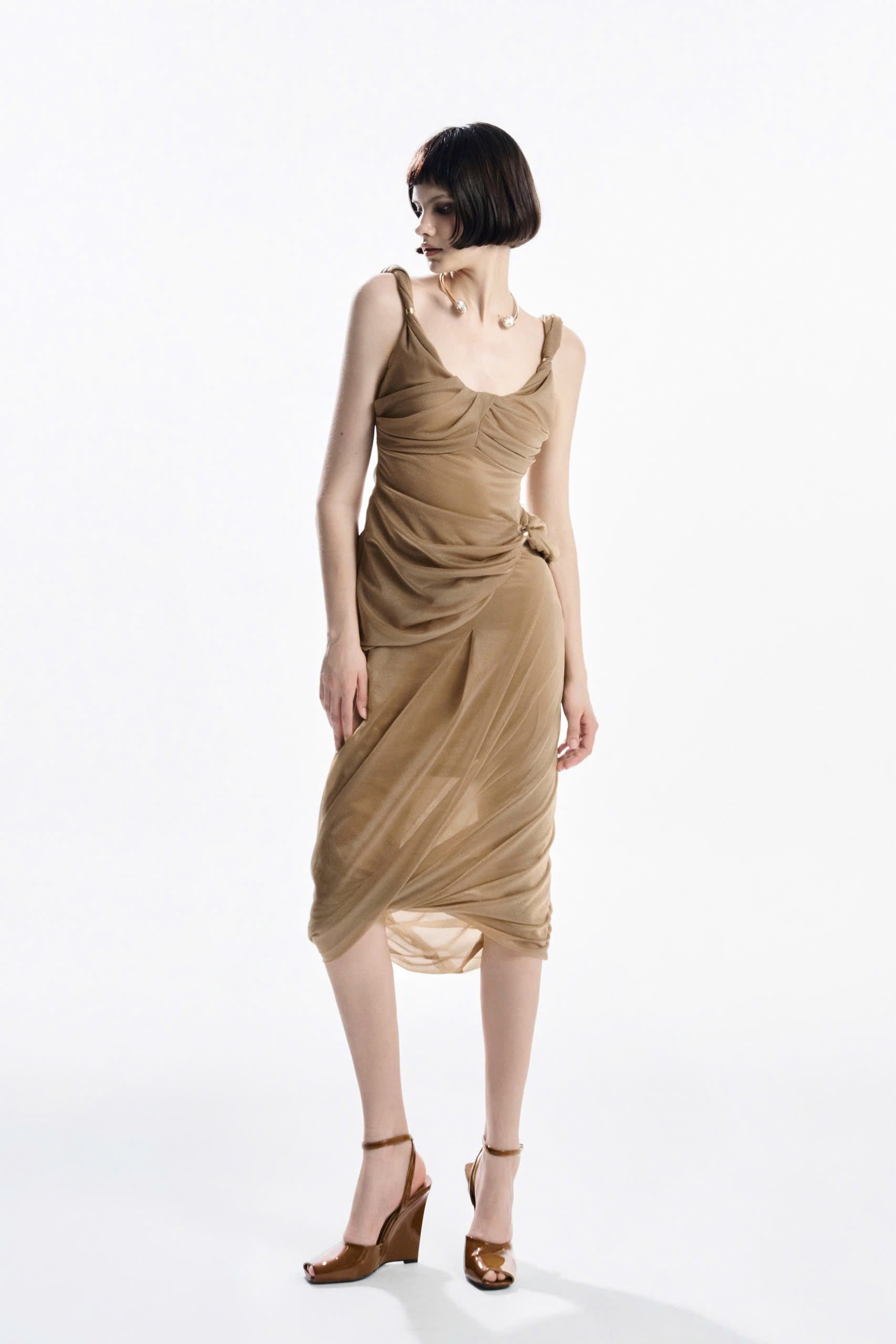 MUST HAVE Asymmetrical Wrap Top &amp; Flowing Midi Skirt (2color)
