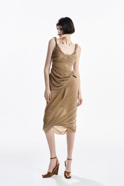 MUST HAVE Asymmetrical Wrap Top &amp; Flowing Midi Skirt (2color)