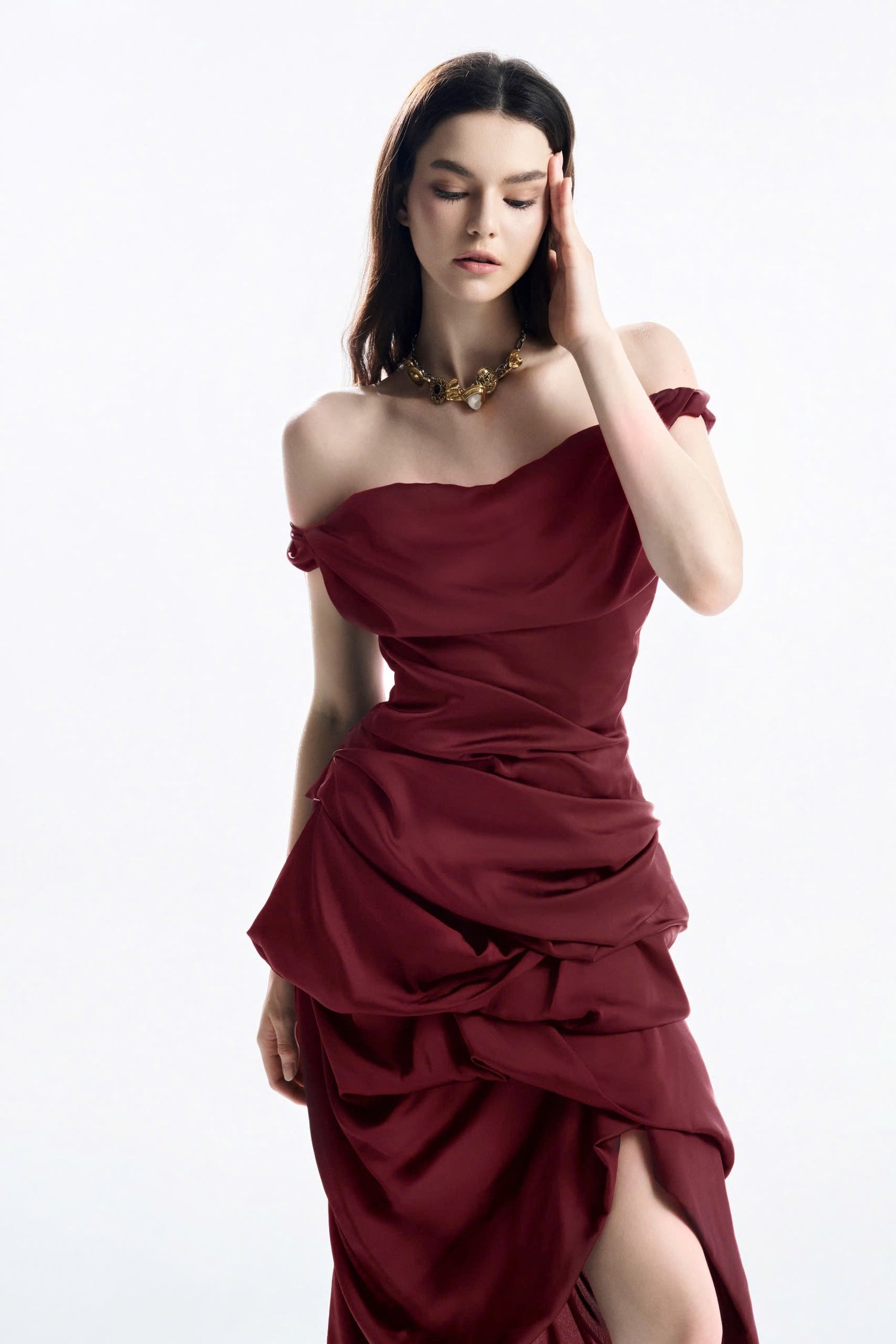 MUST HAVE Asymmetrical Wrap Top &amp; Flowing Midi Skirt (2color)