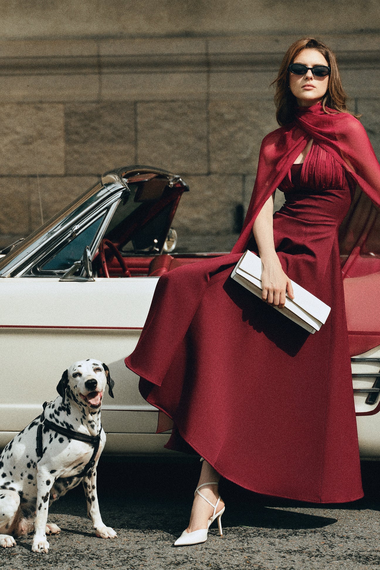 CICI ZYRA Midi Dress with Chiffon Cape