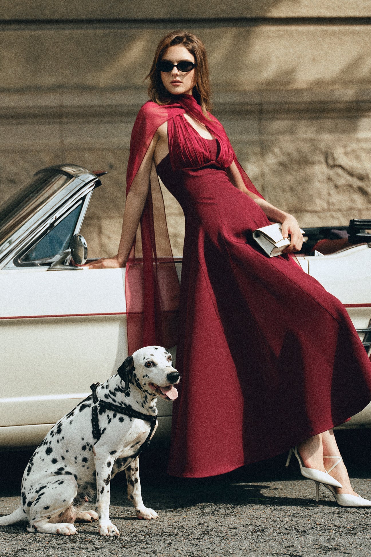 CICI ZYRA Midi Dress with Chiffon Cape