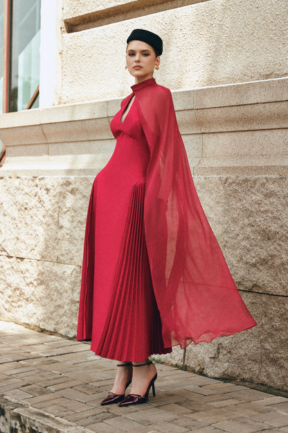 CICI NYRIA Midi Dress with Neck Scarf