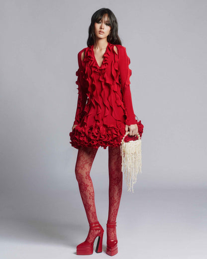 MUST HAVE Vase-shaped floral mini dress
